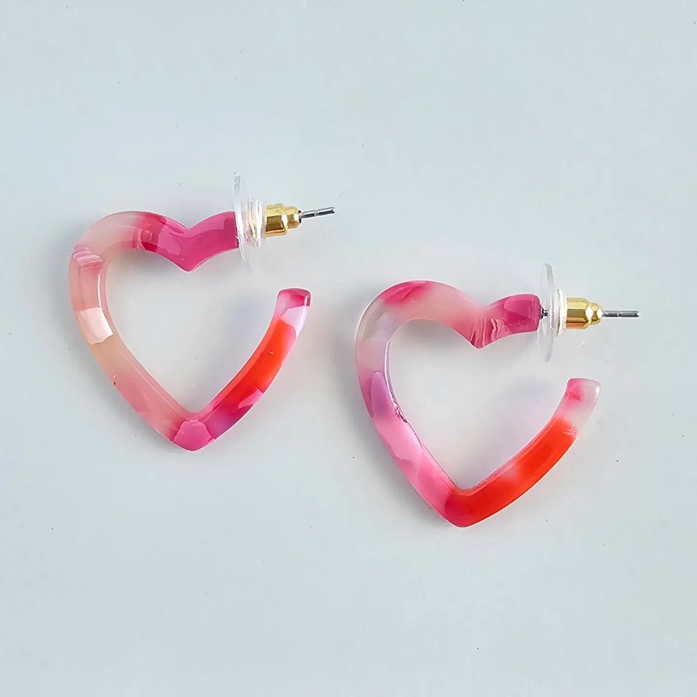 New Spiffy and Splendid Mini Heart Hoops | Pink and Red | Lightweight